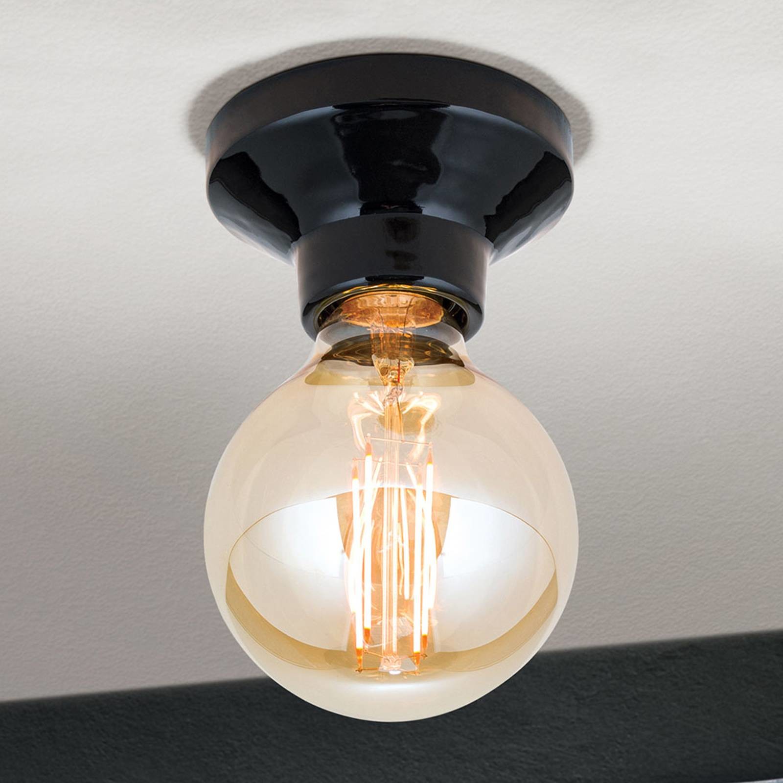 Orion Lampa sufitowa Frost z ceramiki, czarna