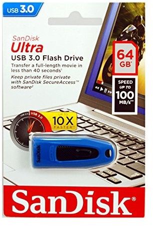 SanDisk Sandisk Ultra USB 3.0 Blue 64 GB sdcz48  064 G-u46b 0619659156701