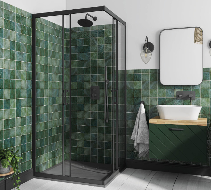 BESCO Besco MODERN BLACK Kabina kwadratowa 90x90 Czarna MKB-90-190-C