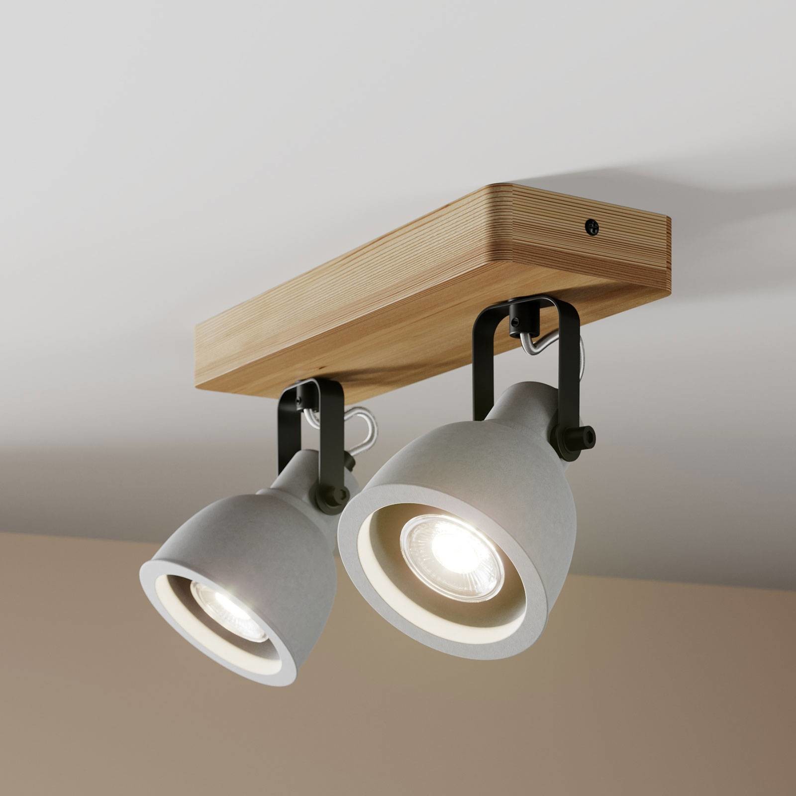 Lindby Mirka lampa sufitowa LED, sosna, 2-pkt.