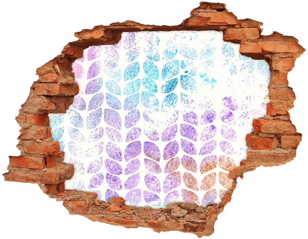 Wallmuralia.pl Naklejka 3D dziura na ścianę Kolorowe listki