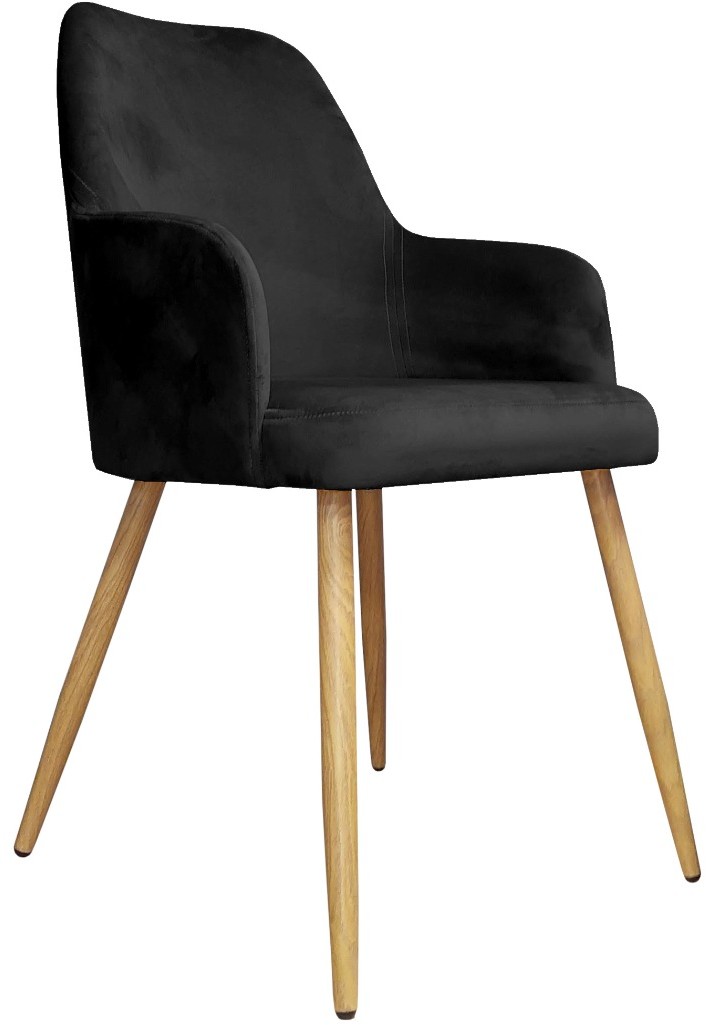 Atos Krzesło WEZERA VELVET czarne/dąb tapicerowane na czterech nogach WESTA-DAB-MG19