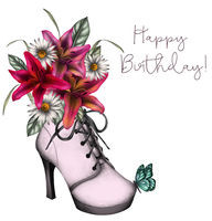 Karnet Swarovski kwadrat Urodziny but Clear Creations