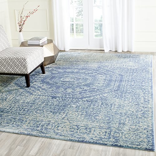 Safavieh val205r Charleston tkany dywan, poliester, niebieski/wielobarwny VAL205R-3