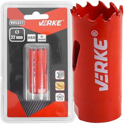 VERKE OTWORNICA KORONKA BIMETALOWA 22mm DO METALU DREWNA V05322