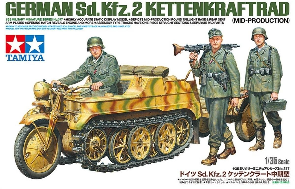 Tamiya Niemiecki lekki ciągnik SdKfz 2 Kettenkraftrad, środkowa produkcja 35377