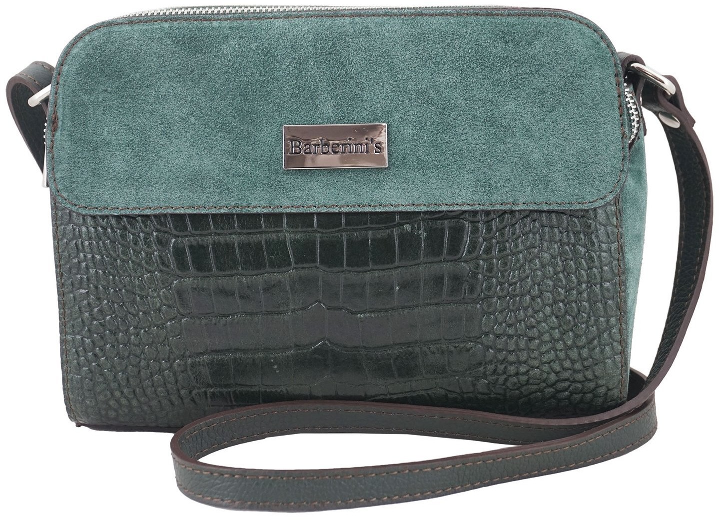 Barberini's Stylowa torebka crossbody trzykomorowa - Zielona ciemna 885/1-42