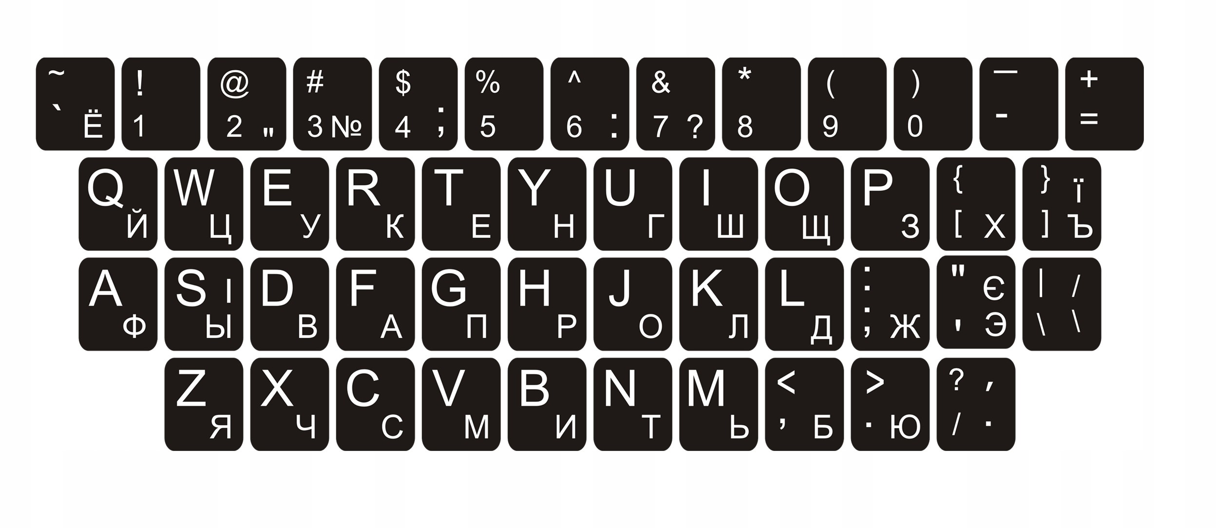 Naklejki na klawiaturę Qwerty + Cyrylica Ukraińska