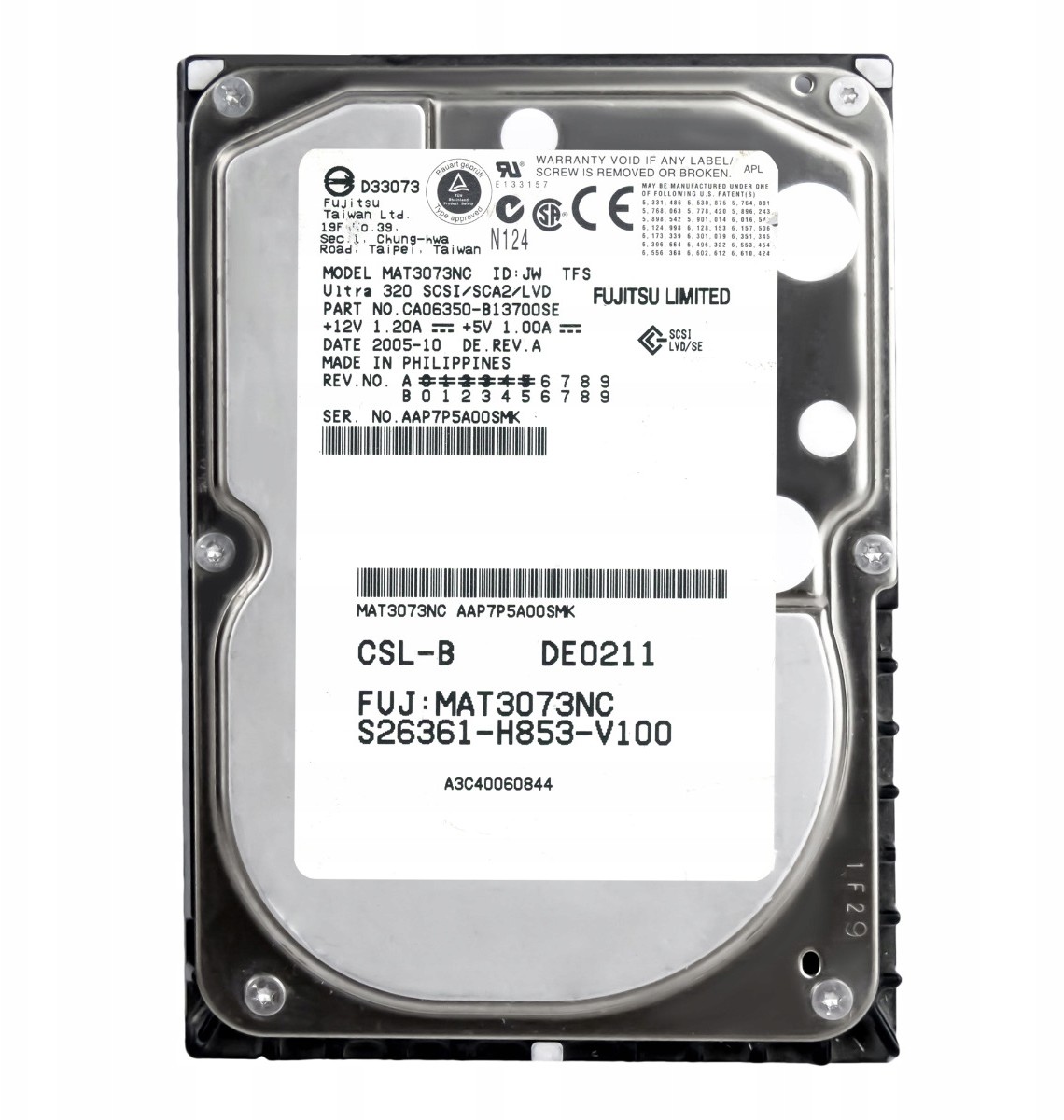 Fujitsu MAT3073NC 73GB 10K Scsi 3.5'' A3C40060844