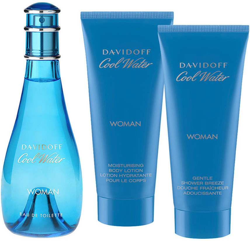 Davidoff Cool Water Woman zestaw - woda toaletowa 100 ml + balsam do ciała 75 ml + żel pod prysznic 75 ml DAV-CWW13