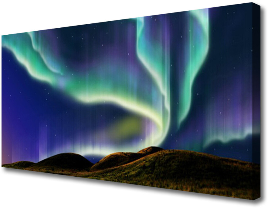 PL Tulup Obraz na Płótnie Zorza Polarna Krajobraz 125x50cm
