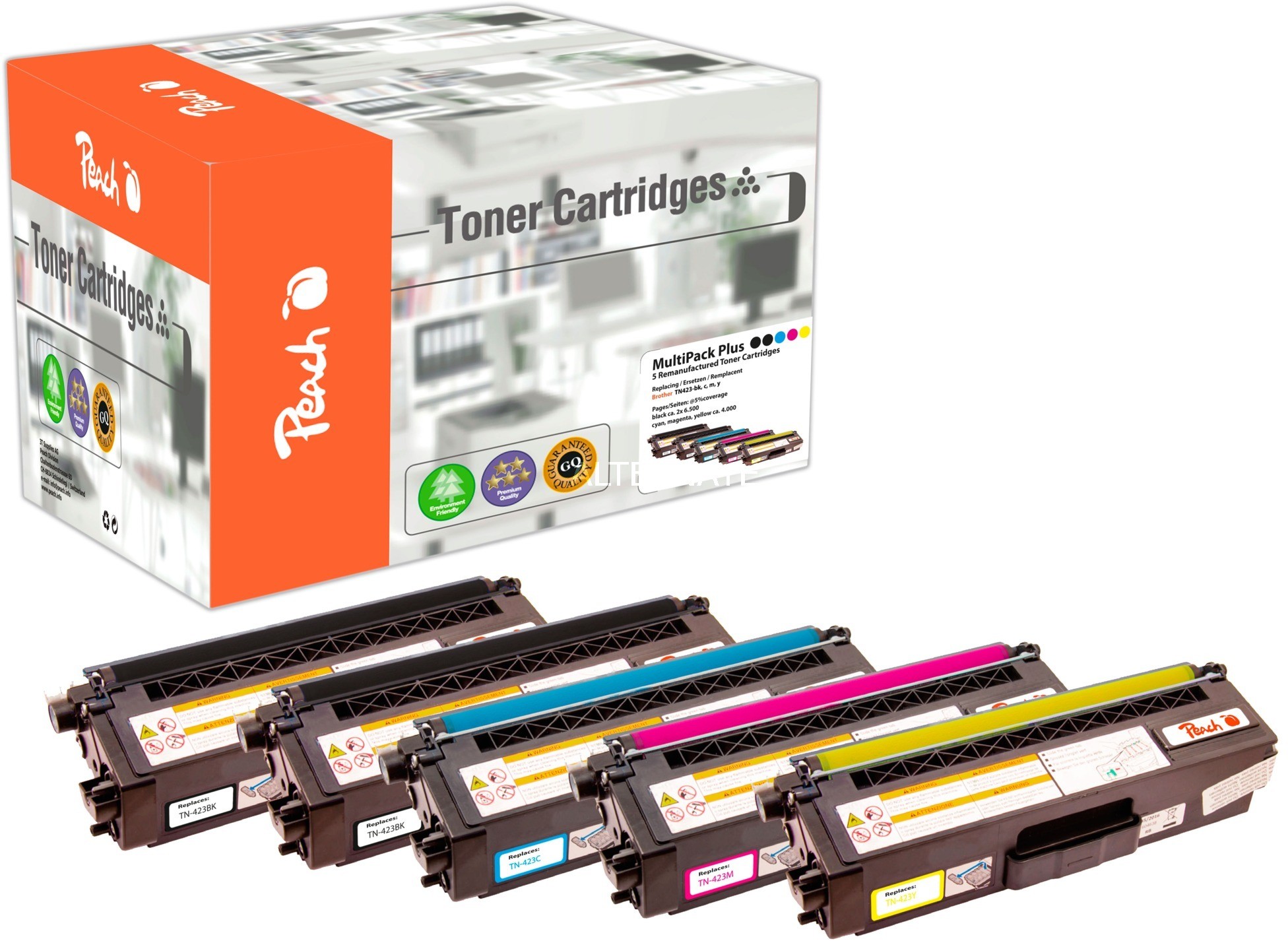 Peach PT844 Zamiennik Czarny, Błękitny, Purpurowy, Żółty 5 szt., Toner
