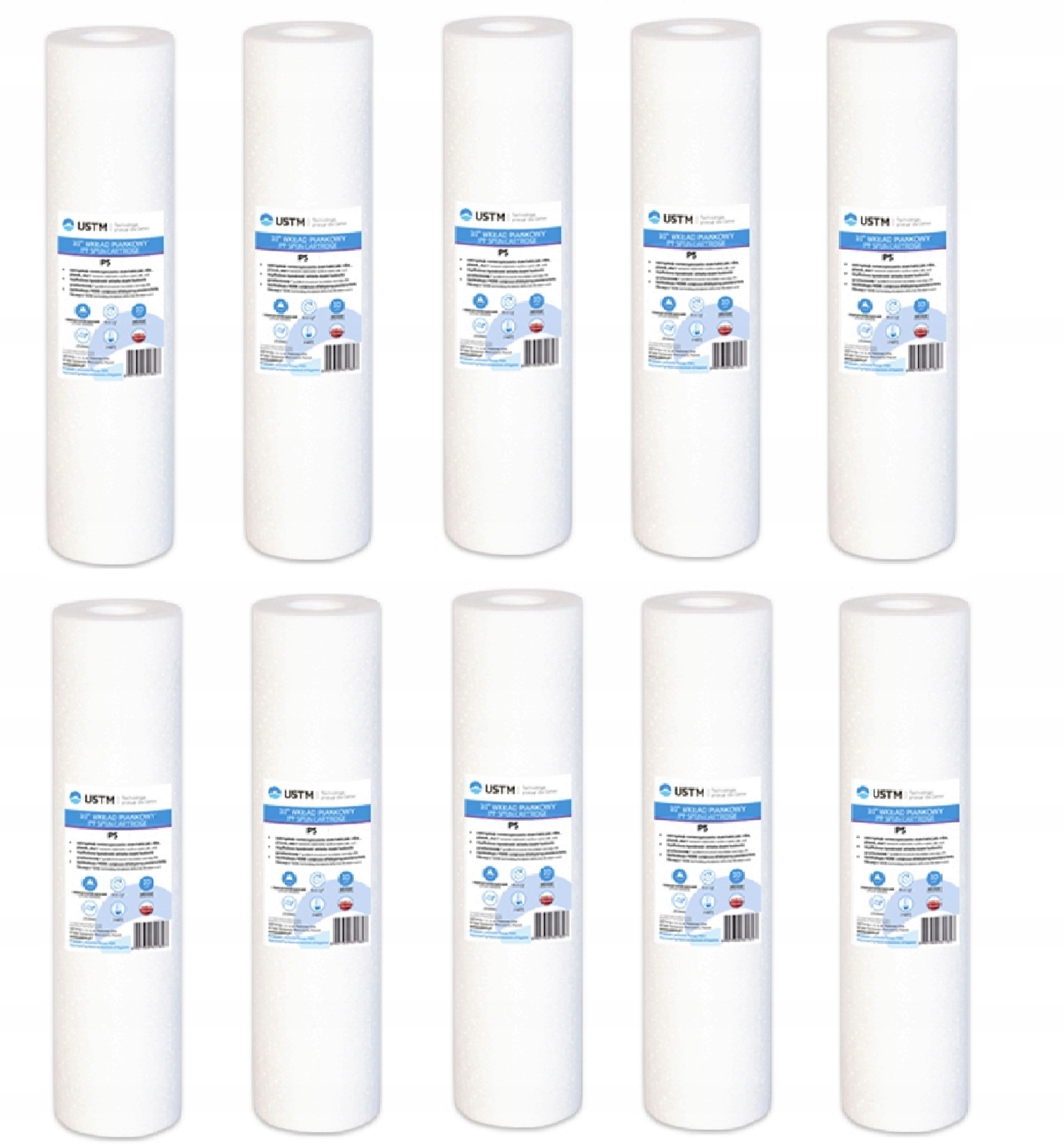 USTM 10 x Filtr Do Wody Wkład Piankowy 20 Mik PS20