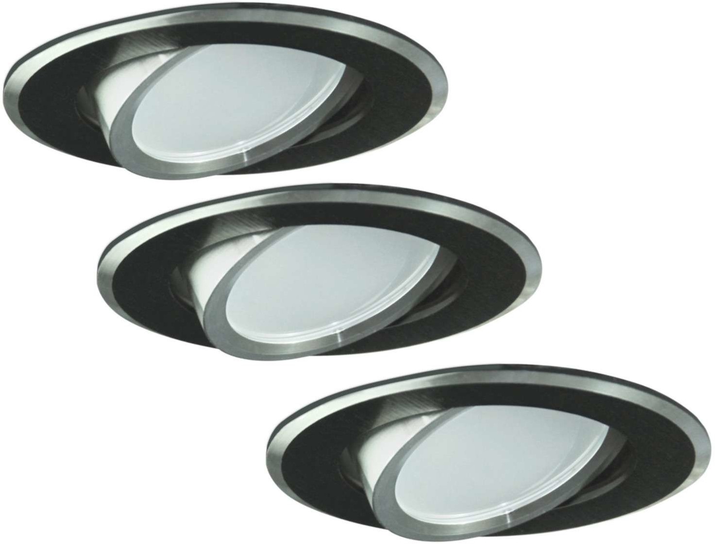 Polux Zestaw 3 oczek SUN LED GU10 3x3,5W 35251 Czarny szczotkowany SANICO 305251
