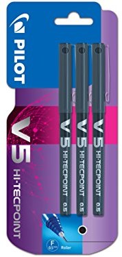 Pilot V5 rollerball Pen z tuszem płynnego 0,5 MM końcówka ball point Pen (Single)  czarny, czarny 3 szt. V5