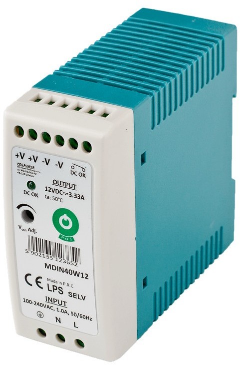Zasilacz MDIN40W24 na szynę DIN - 24V / 1,7A / 40W WAK-11423