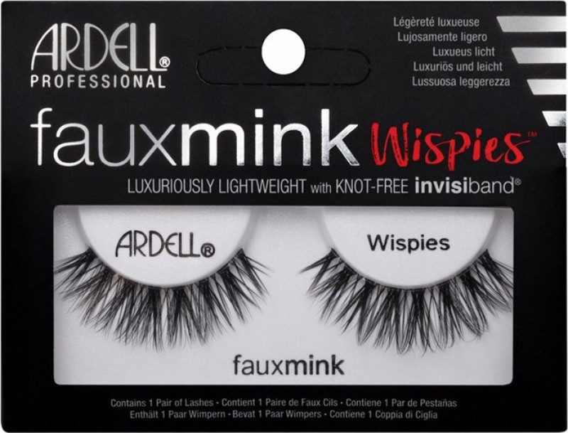 Ardell FAUX MINK - Luxuriously Lightweight with invisiband - Sztuczne rzęsy na pasku - WISPIES