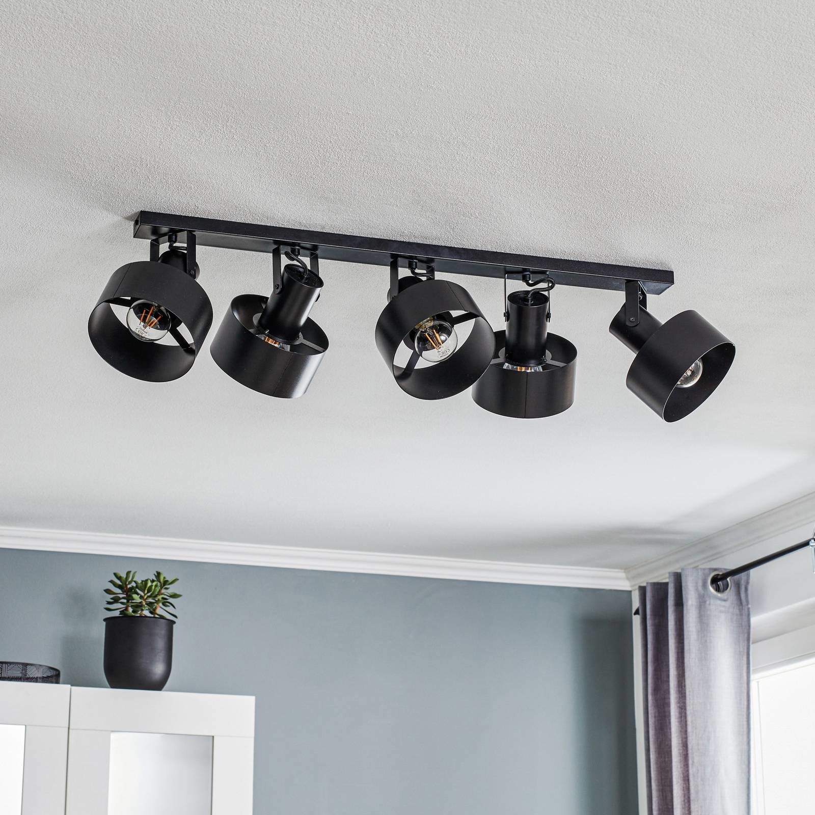 Euluna Lampa sufitowa Rif 5, 5-punktowa, czarna