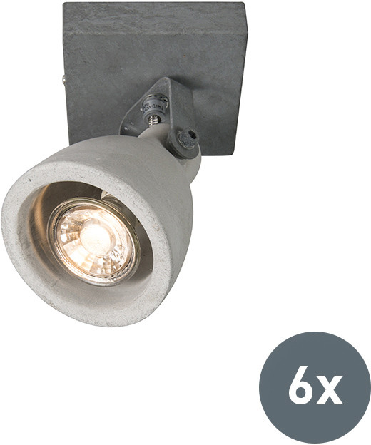 QAZQA Zestaw 6 x industrialny spot beton - Creto