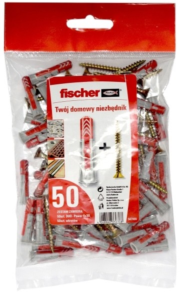 Fischer Kołek uniwersalny Duopower 6 x 30 z wkrętem 50 szt. 547455
