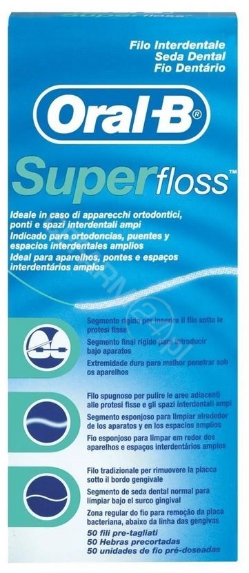 ORAL-B Nitka do zębów Oral-B Super Floss x 50 szt 30 m