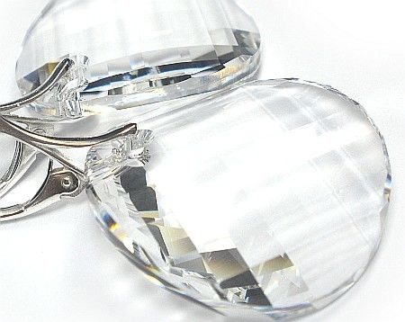 Swarovski Piękne Duże Kolczyki Srebro Crystal 28Mm