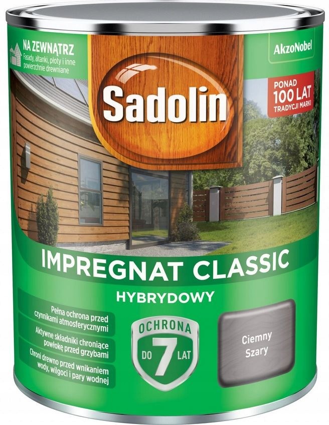 Sadolin Classic impregnat 0,75l Ciemny Szary