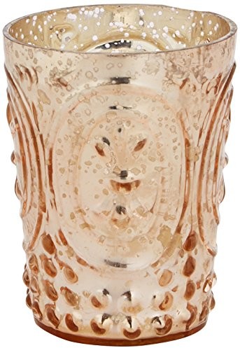 Insideretail insider etail 700455  24 Cop Mercury świecznik ze szkła z Distressed folia miedziana, zestaw od 24, 9,5 x 5 x 9,5 cm 700455-24COP