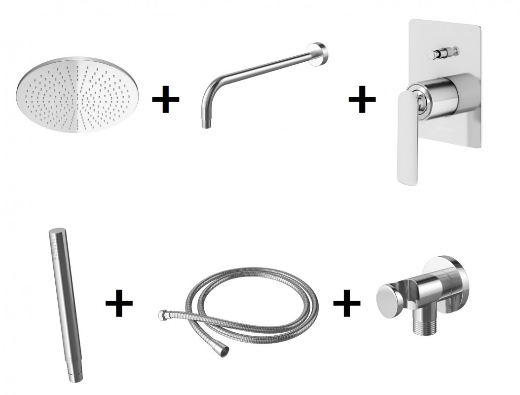 Kohlman Experience Zestaw prysznicowy podtynkowy z deszczownicą okrągłą 25 cm i słuchawką chrom QW210ER25