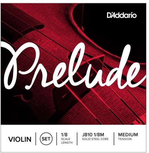 D'Addario j810  1/8 m Prelude komplet strun z włókna węglowego stal/nikiel 1/8 skrzypce Medium J810 1/8M