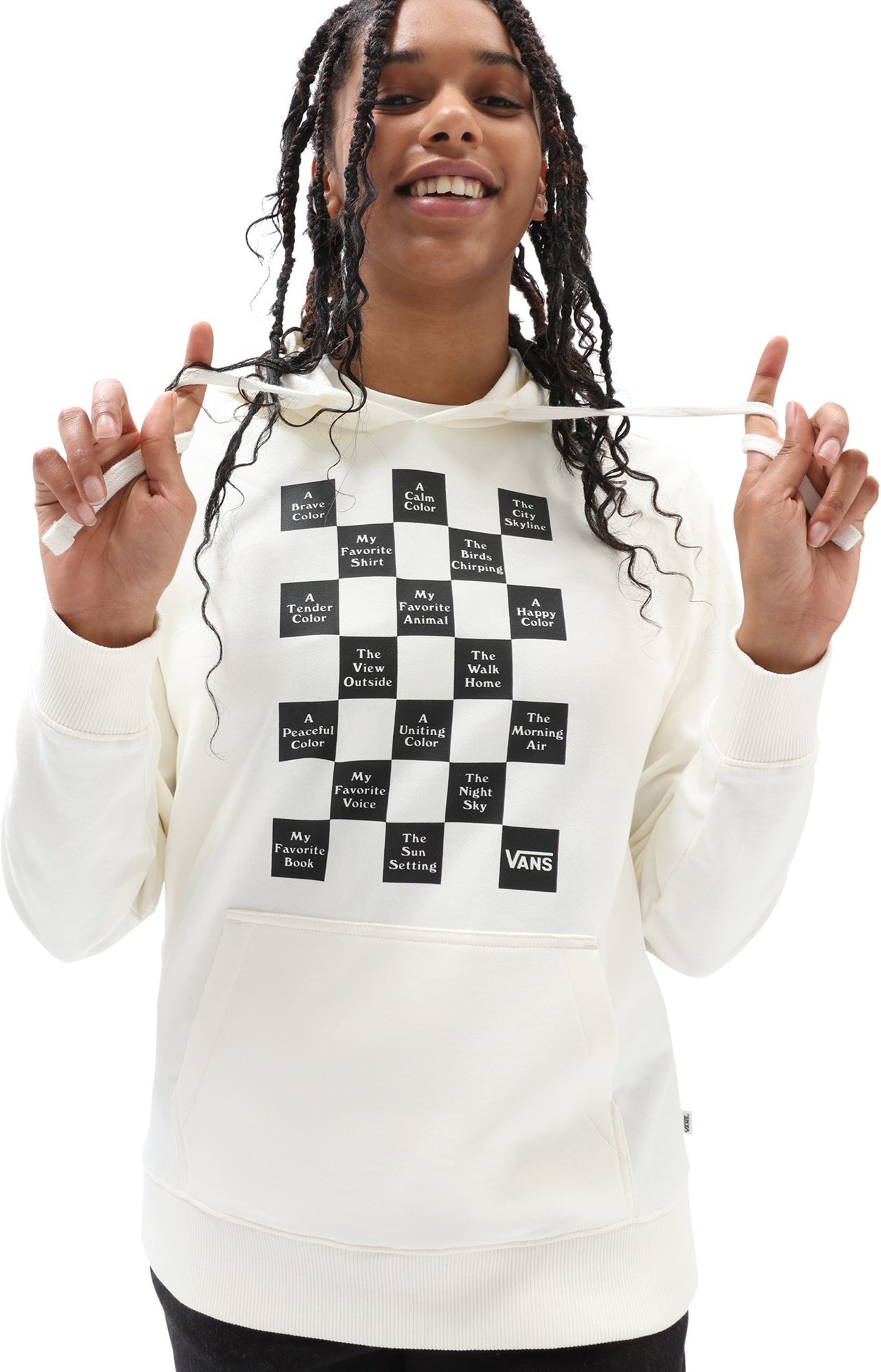 Vans bluza damska CHECKERBOARD 21 PO HOODIE Marshmallow