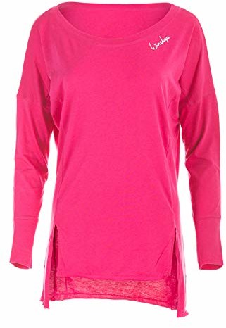 WINSHAPE Winshape Damska ultra lekka modna koszulka z długim rękawem MCS003 z przedłużoną częścią pleców, styl All-Fit, fitness, czas wolny, sport, joga, trening deep-pink, XS MCS003