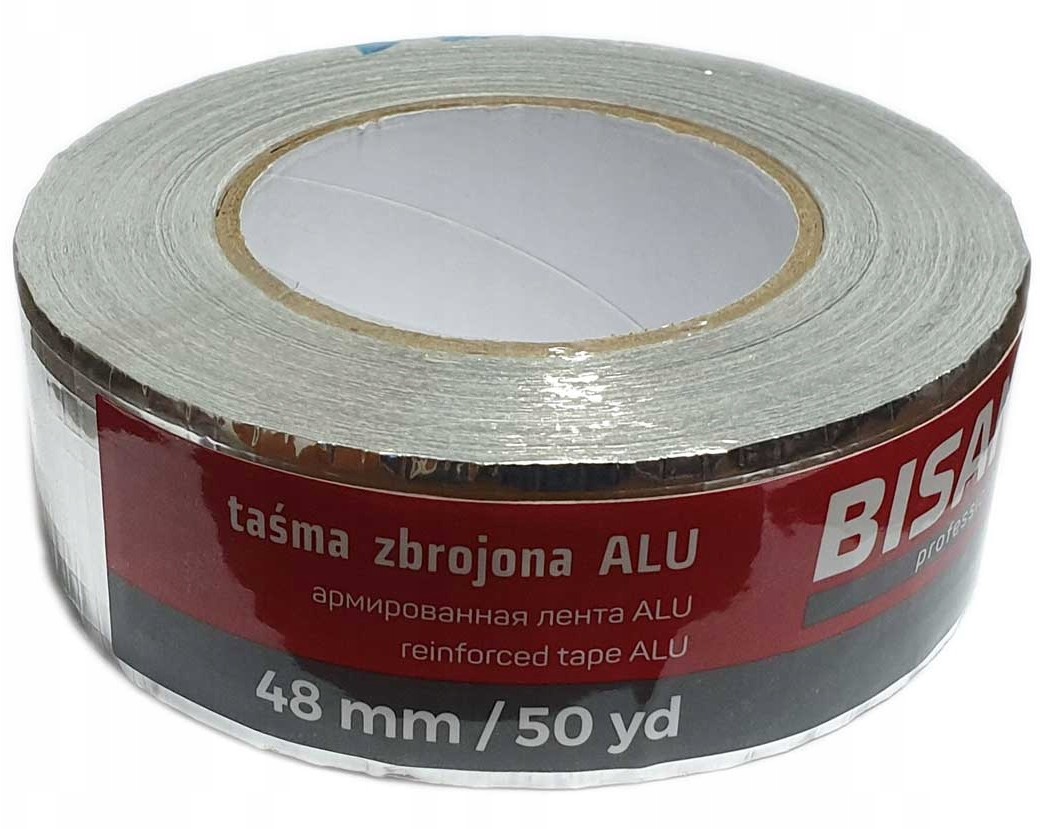 BISAN Taśma Aluminiowa 48MM*50 Yd Wzmocniona Supermetal