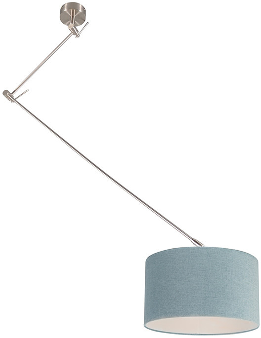QAZQA Lampa wisząca regulowana stal klosz jasnoniebieski 35cm - Blitz I