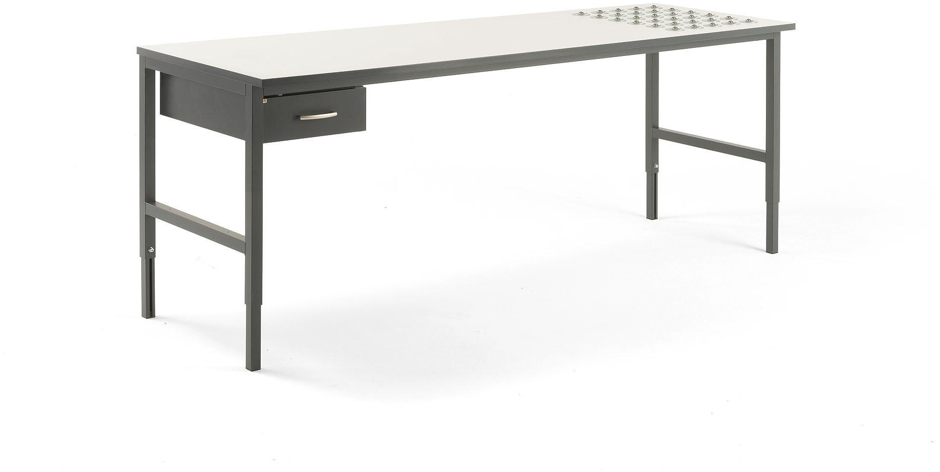 AJ Produkty Kompletny stół roboczy CARGO z podajnikiem, 2400x750 mm, 1 szuflada