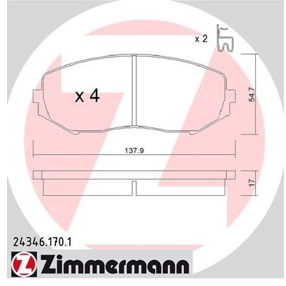 ZIMMERMANN Zestaw klocków hamulcowych, hamulce tarczowe 24346.170.1