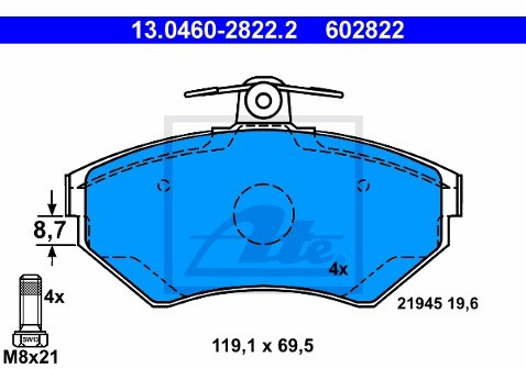 ATE Klocki hamulcowe - komplet 13.0460-2822.2