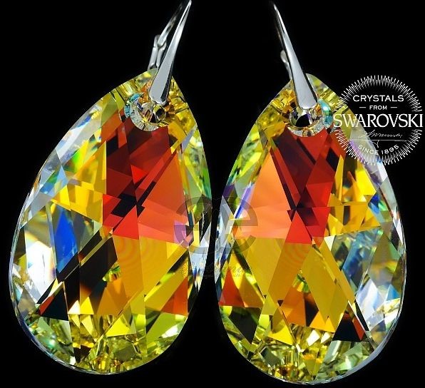 Swarovski KOLCZYKI duże 38 mm Aurora Srebro