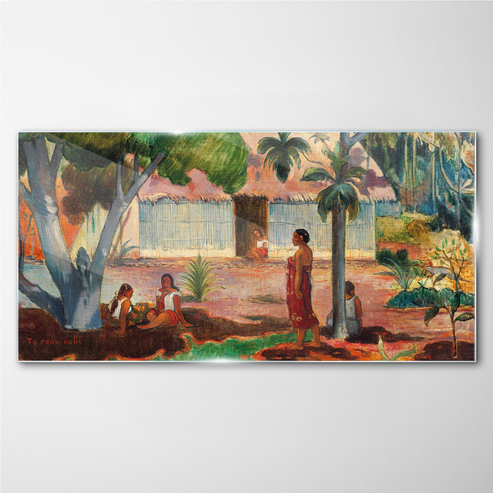 PL Coloray Obraz Szklany wieś chaty tubylcy Gauguin 100x50cm