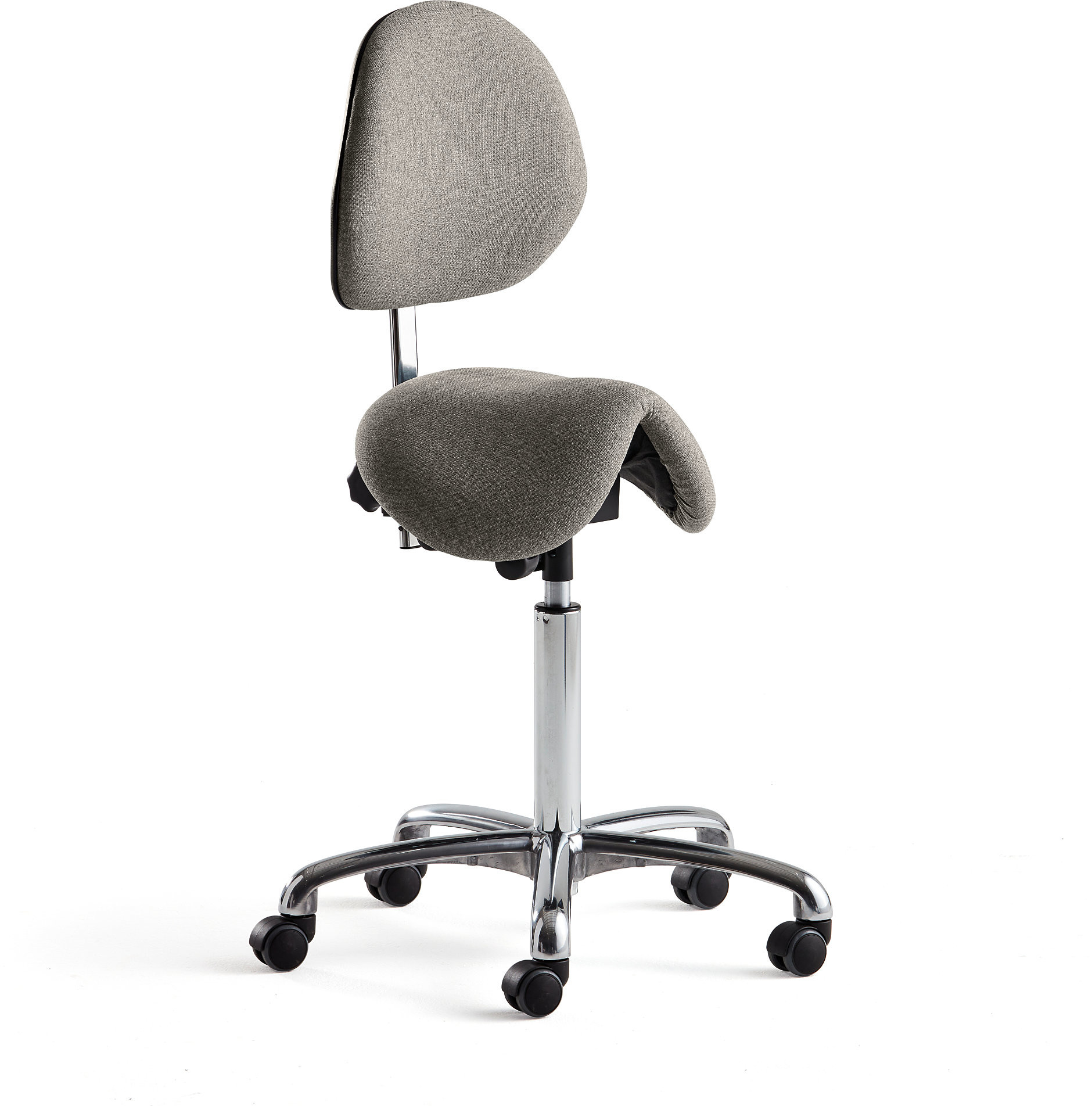 AJ Produkty Stołek siodłowy DERBY z oparciem, tkanina, szary beżowy