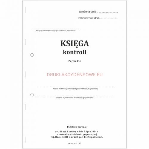 Firma Krajewski Księga kontroli - wersja elektroniczna 47197