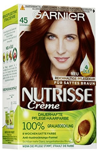 Garnier Nutrisse Creme Coloration czekoladowo-brązowy 45 / farbowanie do włosów permanentna farba do włosów (z 3 olejkami odżywczymi)  3 x 3 sztuki