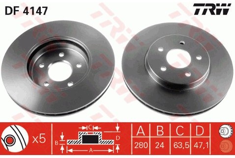 TRW Tarcza hamulcowa DF4147