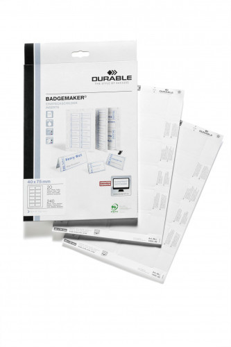 Durable Wkłady do identyfikatorów 40 x 75mm 240 sztuk 1454-02