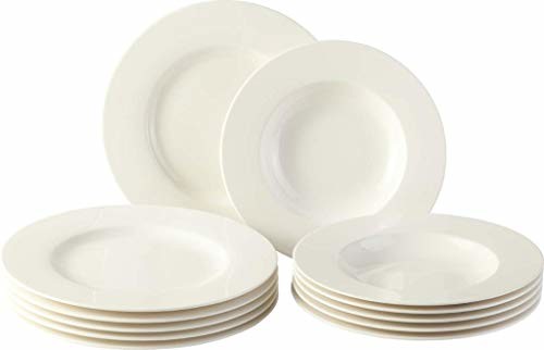 Villeroy & Boch Vivo Group Basic White zestaw naczyń, wykonany z wysokiej jakości Fine Chiny serveware stołowe, białe, 12-częściowy 19-5277-7611