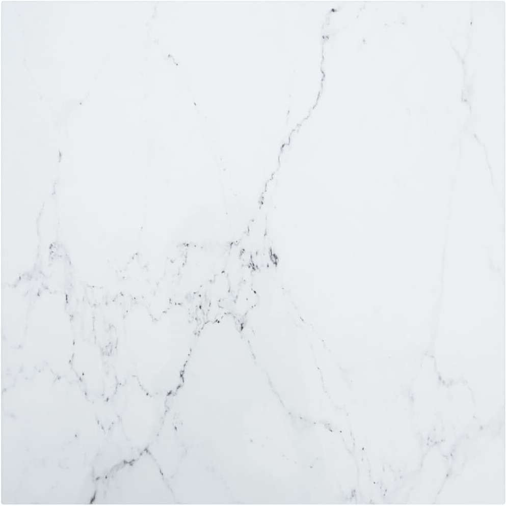 vidaXL Lumarko Blat stołu, biały, 60x60 cm, 6 mm, szkło ze wzorem marmuru 322255