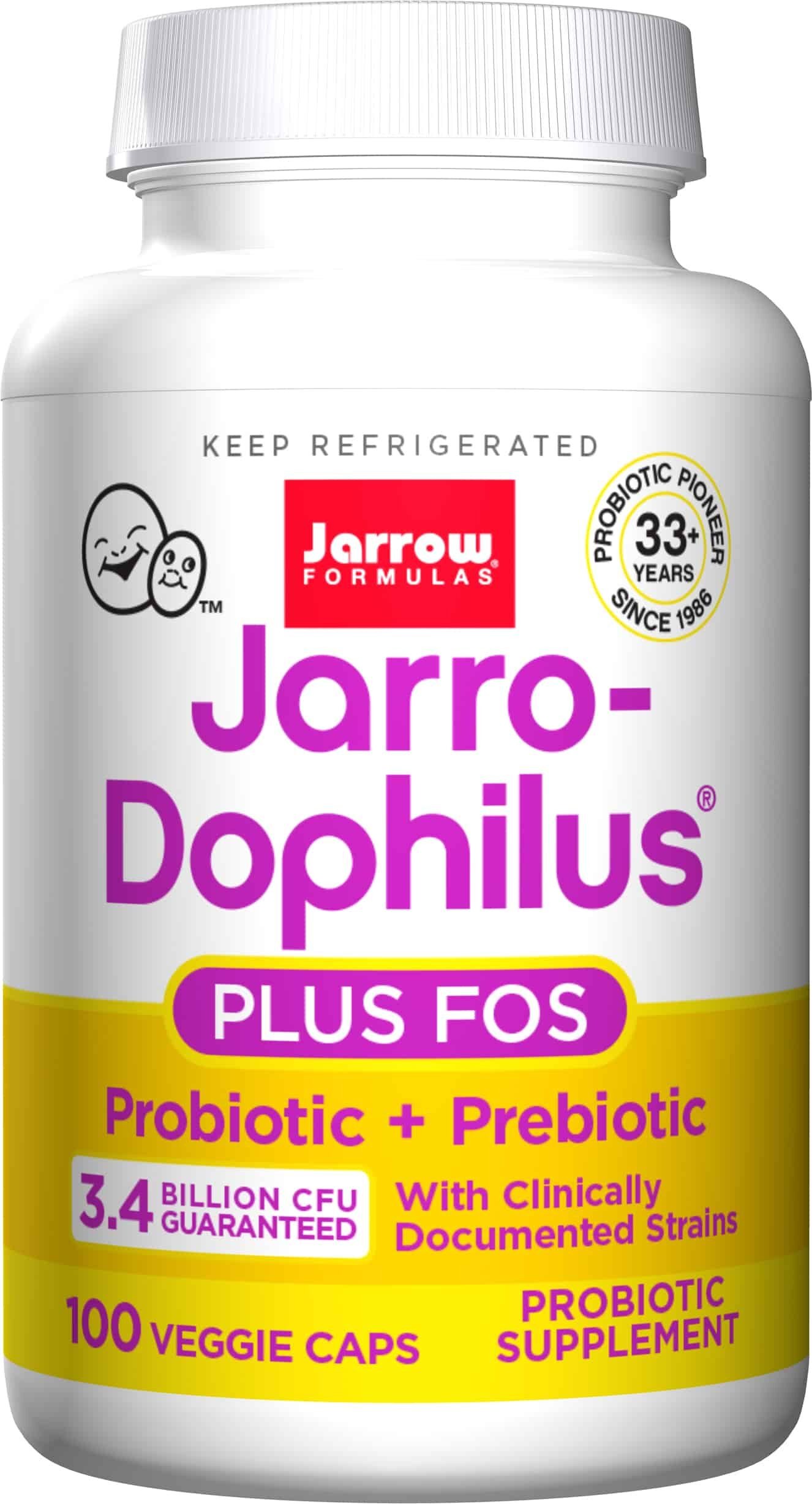 JARROW FORMULAS Jarro-Dophilus + FOS (Mieszanka szczepów probiotycznych oraz fruktooligosacharydy) 100 Kapsułek
