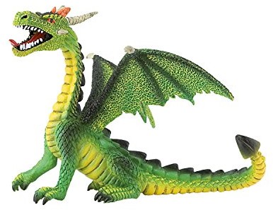 Bullyland 75593  figurka do gier, smok siedzący Zielony, ok. 11 cm