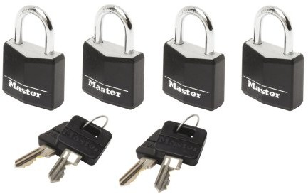Master Lock 9120eurqblknop  4 aluminiowe kłódka z czarnym pokryciem Vinyl 20 MM 9120EURQBLKNOP