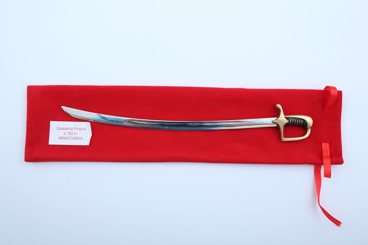 Płatnerze hiszpańscy MINIATURKA SZABLI POLSKIEJ z 1921r NOŻYK DO LISTÓW MODEL M-1921 M-1921